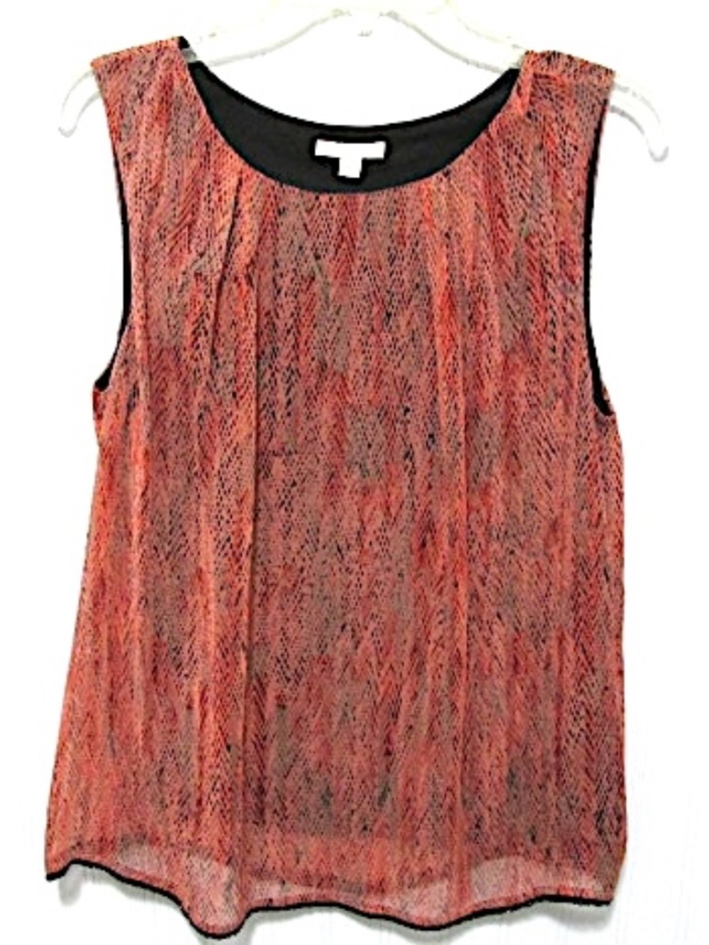 Ella Moos Red Sheer Beaded Sleeveless Top, Size M